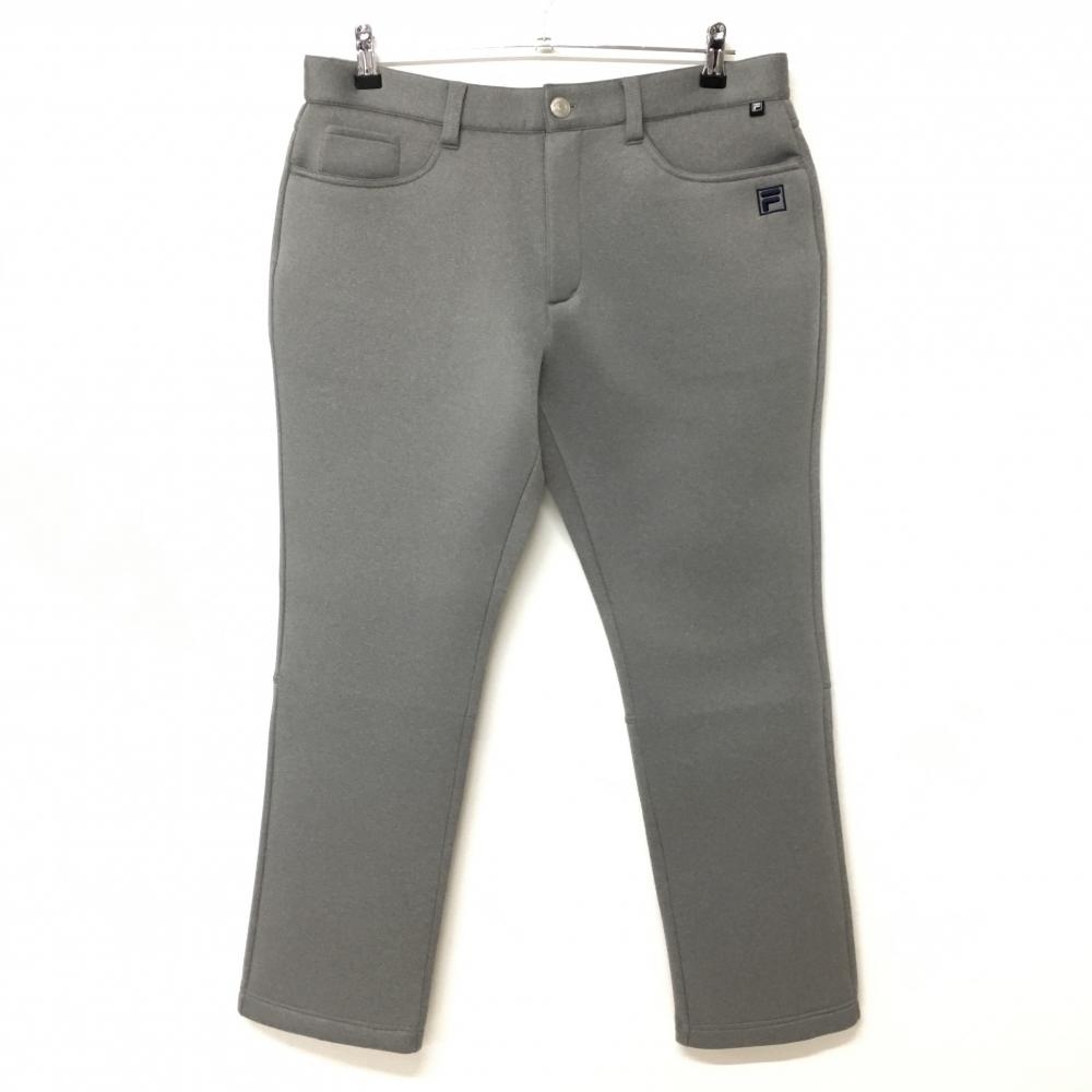 【美品】フィラゴルフ パンツ グレー ダンボールニット ロゴネイビー  メンズ 86 ゴルフウェア FILA GOLF