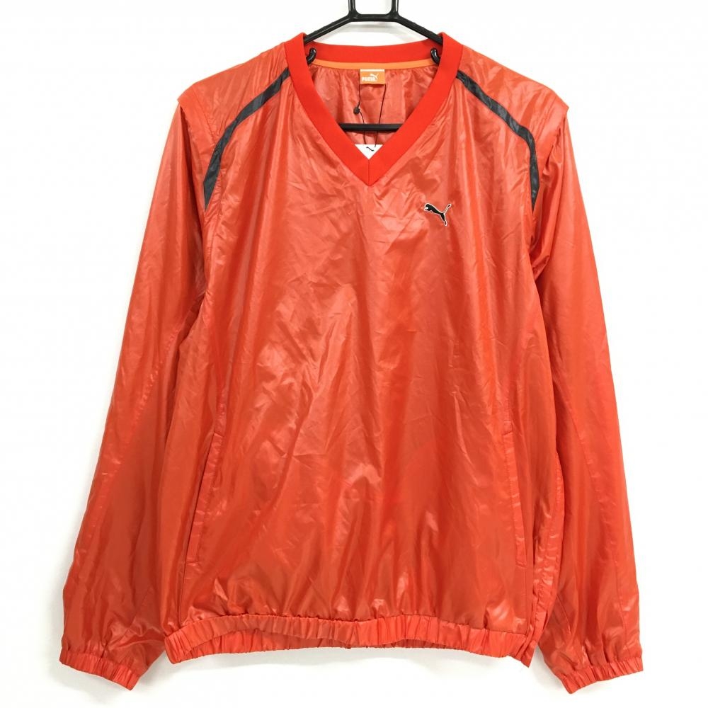 【新品】プーマ 2WAYスニード レッドオレンジ系 ピンドット ブルゾン Vネック 裏地付 袖着脱可 メンズ O ゴルフウェア PUMA