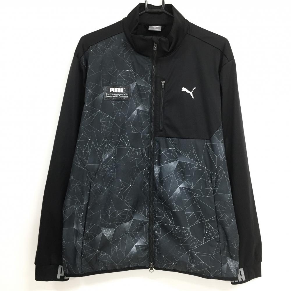 【超美品】プーマ ベスト付きブルゾン 黒×グレー 一部総柄 中綿ベスト付き メンズ XL ゴルフウェア PUMA