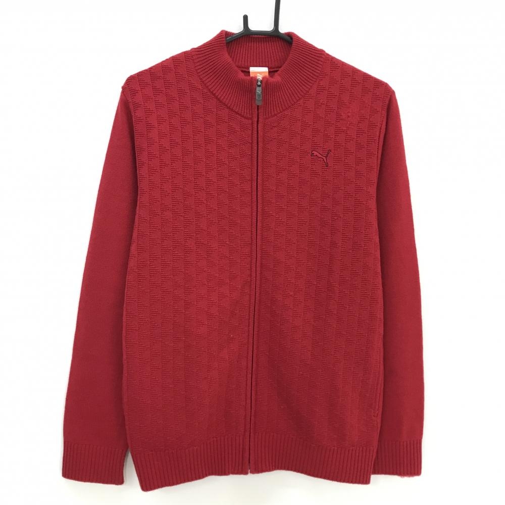 プーマ ニットジャケット レッド 前身頃裏地付  メンズ M ゴルフウェア PUMA