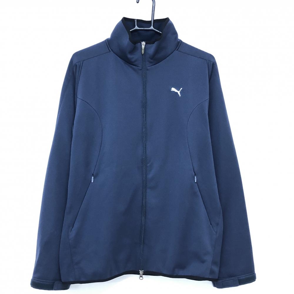 プーマ ジャケット ネイビー ロゴ刺しゅう 裏微起毛 メンズ O ゴルフウェア PUMA