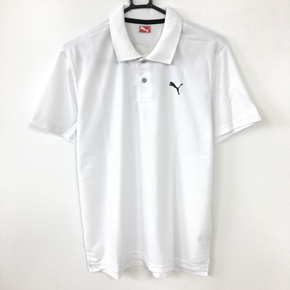 【新品】20％OFF〜PUMA プーマ 半袖ポロシャツ 白×黒 シンプル ロゴマーク  メンズ L ゴルフウェア