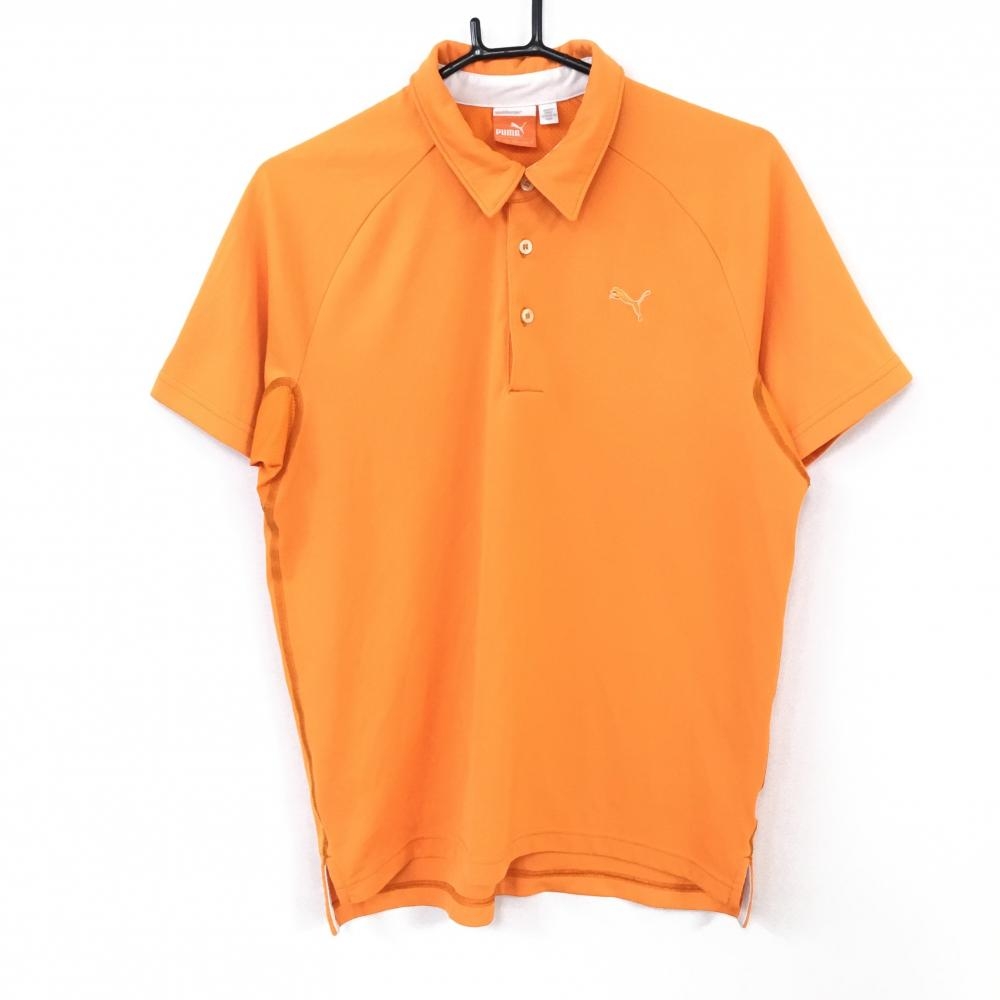 【美品】PUMA プーマ 半袖ポロシャツ オレンジ シンプル メンズ S ゴルフウェア