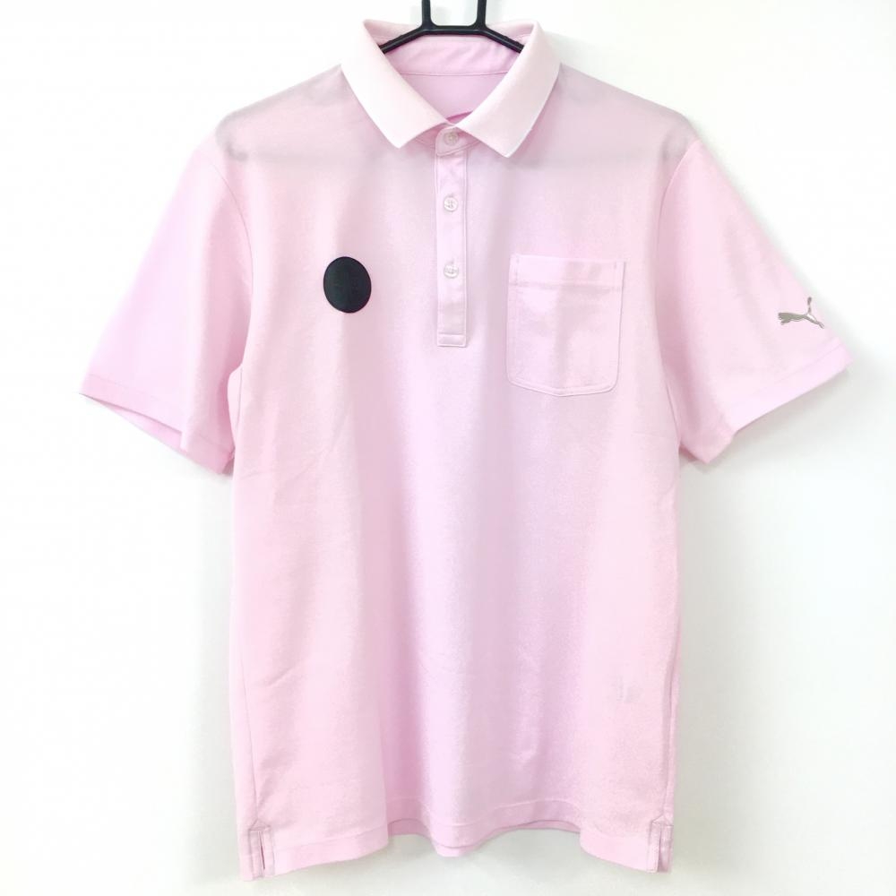 PUMA プーマ 半袖ポロシャツ ピンク×黒 シンプル 胸ポケット メンズ XL ゴルフウェア