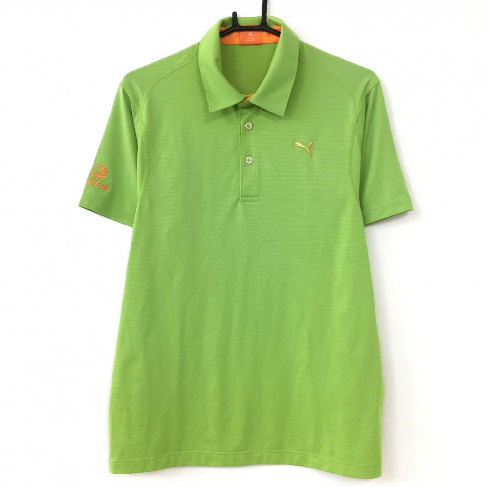 PUMA プーマ 半袖ポロシャツ グリーン シンプル ロゴ刺しゅう  メンズ US S ゴルフウェア