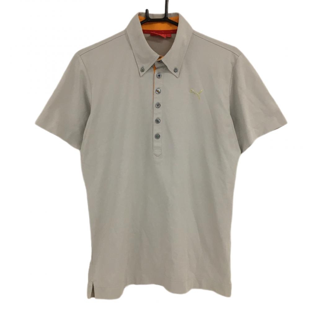 プーマ 半袖ポロシャツ グレー×オレンジ シンプル ボタンダウン  メンズ M ゴルフウェア PUMA 画像
