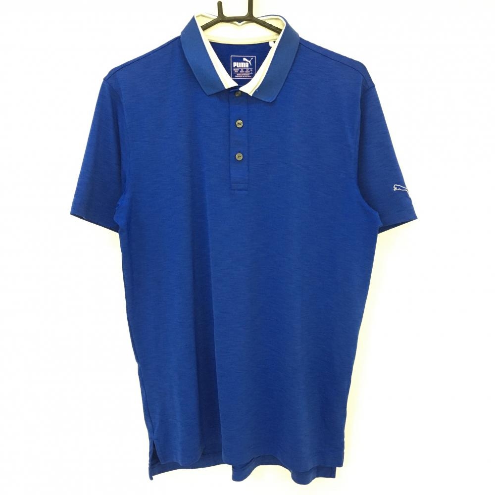 【超美品】プーマ 半袖ポロシャツ ブルー ストレッチ メンズ US M ゴルフウェア PUMA