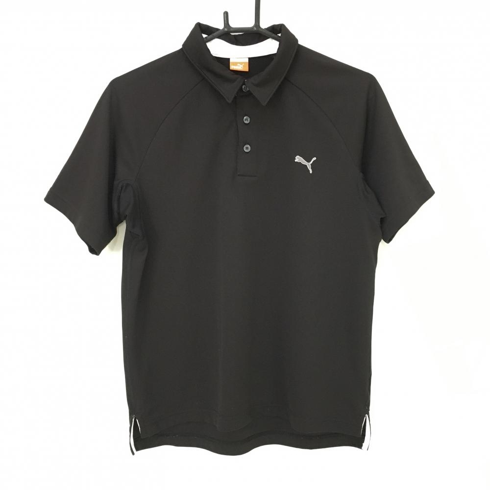 【美品】プーマ 半袖ポロシャツ 黒×白 一部メッシュ素材  メンズ M ゴルフウェア PUMA