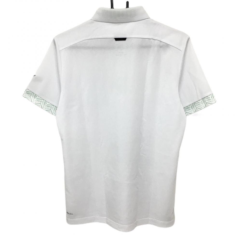 【超美品】プーマ 半袖ポロシャツ 白×グリーン 一部柄 DRYCELL  メンズ M ゴルフウェア PUMA