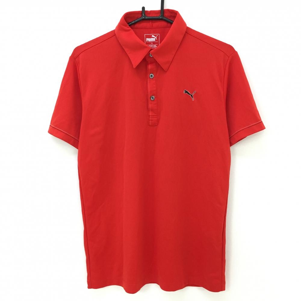 プーマ 半袖ポロシャツ レッド×黒 ロゴ刺しゅう  メンズ XL ゴルフウェア PUMA