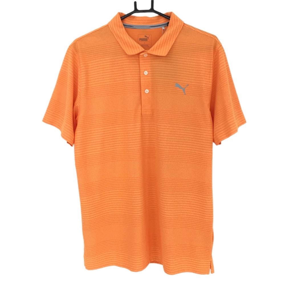 【新品】プーマ 半袖ポロシャツ オレンジ ボーダー DRYCELL メンズ XL ゴルフウェア PUMA