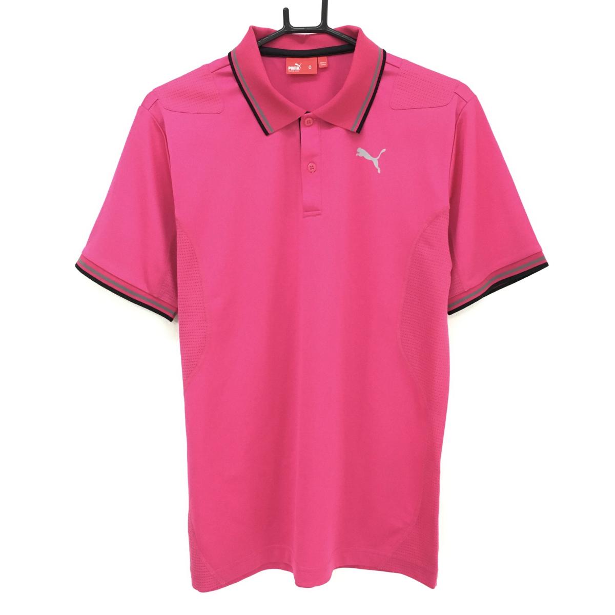 【超美品】プーマ 半袖ポロシャツ ピンク サイドメッシュ調切替  メンズ O(XL) ゴルフウェア PUMA