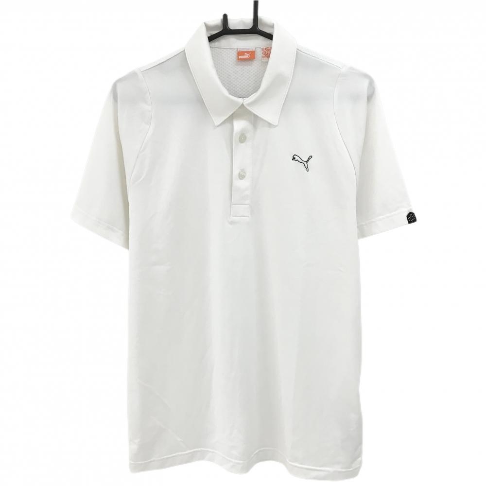 【美品】プーマ 半袖ポロシャツ 白 背面メッシュ調生地 DRY-CELL メンズ L ゴルフウェア PUMA