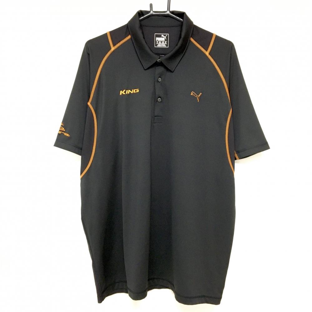 プーマ 半袖ポロシャツ 黒×オレンジ コブラ COOLCELL メンズ US-XL ゴルフウェア PUMA