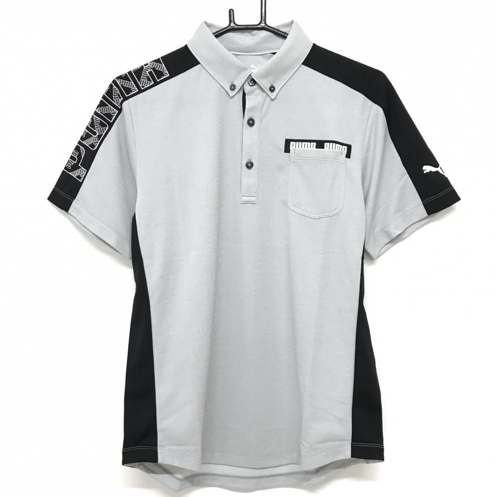 【未使用品】プーマ 半袖ポロシャツ グレー×黒 胸ポケット ボタンダウン DRYCELL　 メンズ M ゴルフウェア PUMA