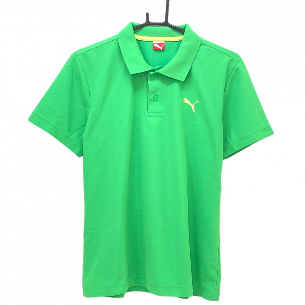 【超美品】プーマ 半袖ポロシャツ ライトグリーン ロゴ刺しゅう メンズ M ゴルフウェア PUMA