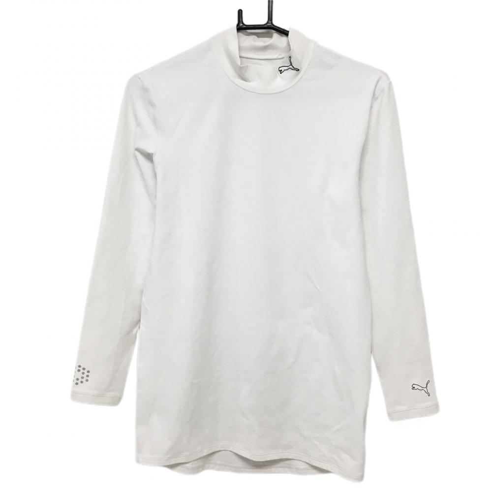 【超美品】プーマ インナーシャツ 白×黒 ネック袖口ロゴ ハイネック メンズ L ゴルフウェア PUMA
