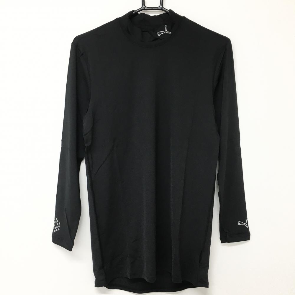 【新品】プーマ 長袖ハイネックインナーシャツ 黒 襟・袖口ロゴ メンズ 0 ゴルフウェア PUMA