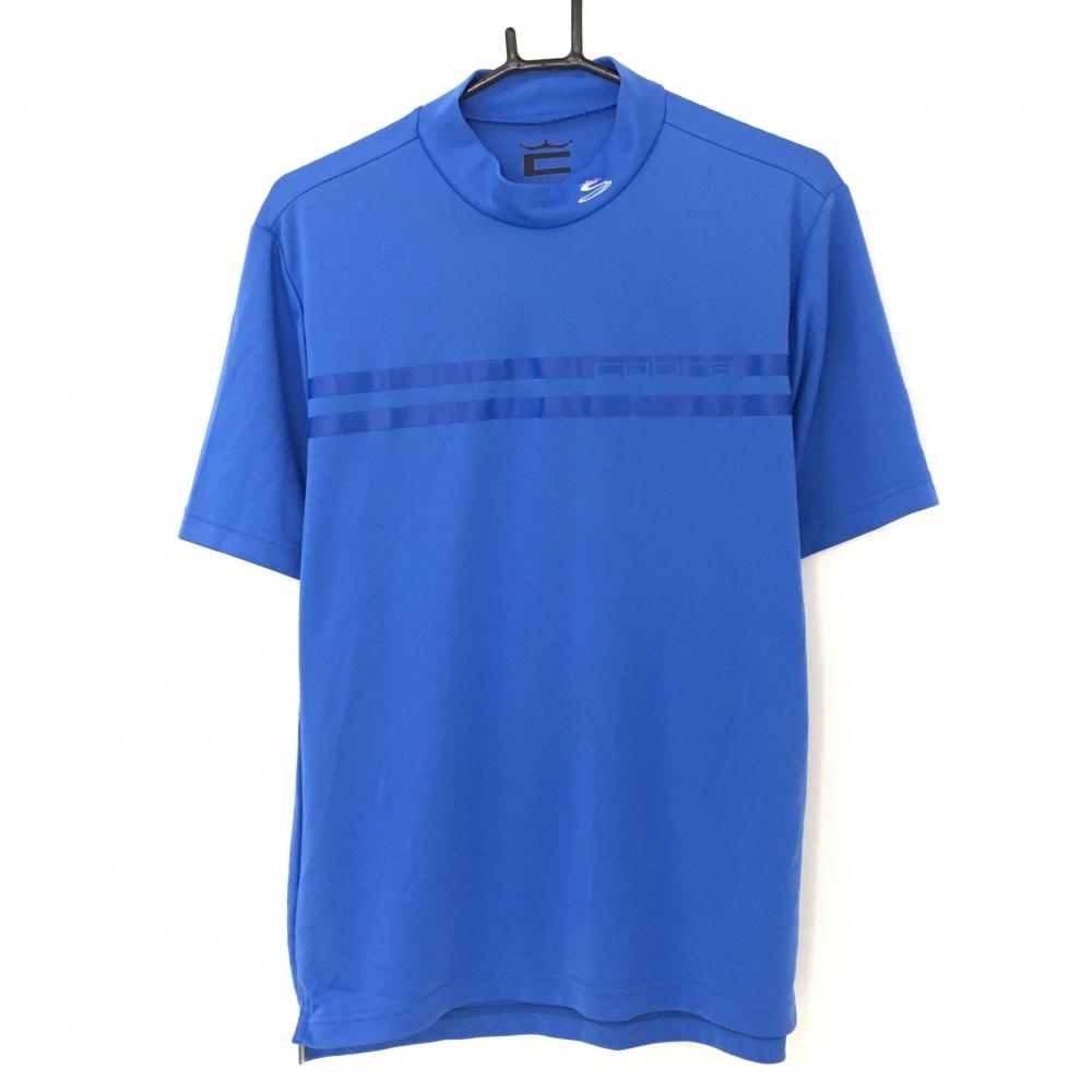 プーマ×コブラ 半袖ハイネックシャツ ブルー 胸元ライン メンズ XXL ゴルフウェア PUMA