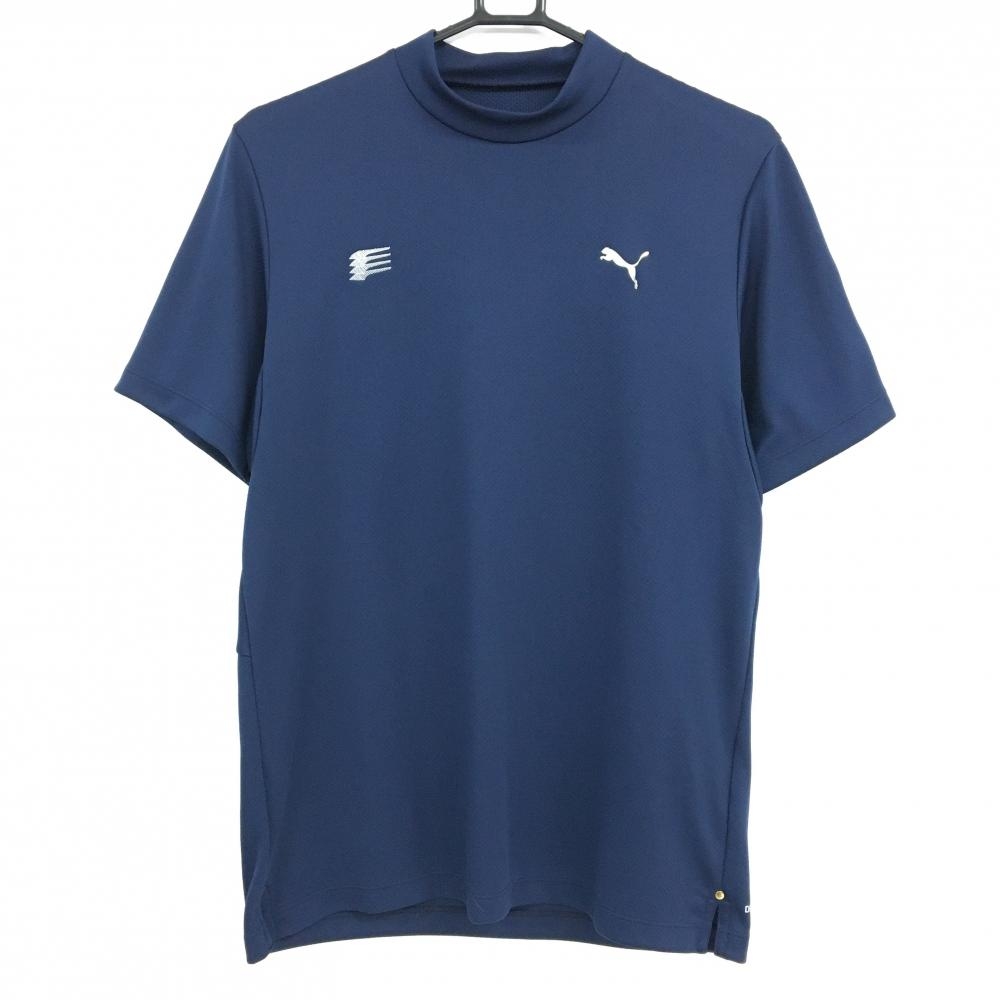 【超美品】プーマ 半袖ハイネックシャツ ネイビー DRYCELL メンズ L ゴルフウェア PUMA