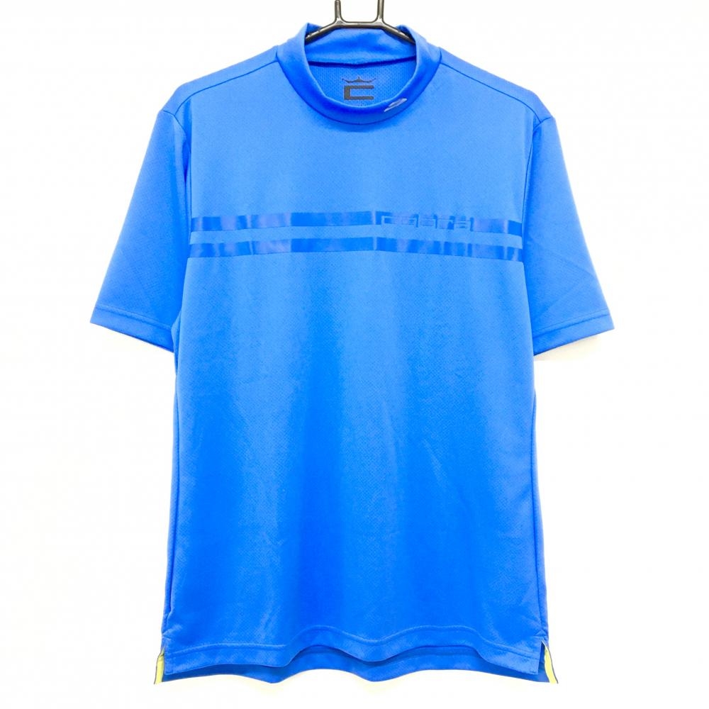 【新品】コブラ 半袖ハイネックシャツ ブルー 胸プリント プーマ  メンズ XXL ゴルフウェア 大きいサイズ PUMA