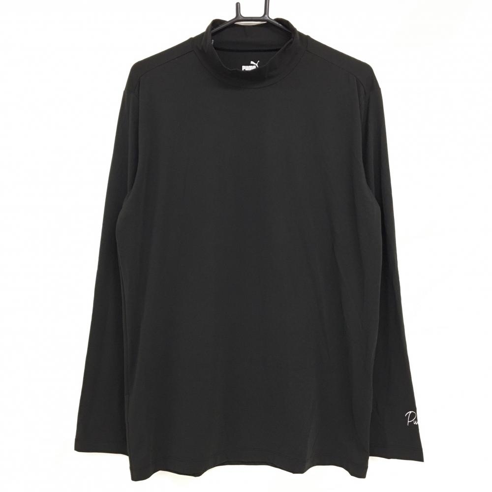 【超美品】プーマ 長袖ハイネックシャツ 黒　ストレッチ 袖口ロゴ インナー  メンズ XXL ゴルフウェア 大きいサイズ PUMA