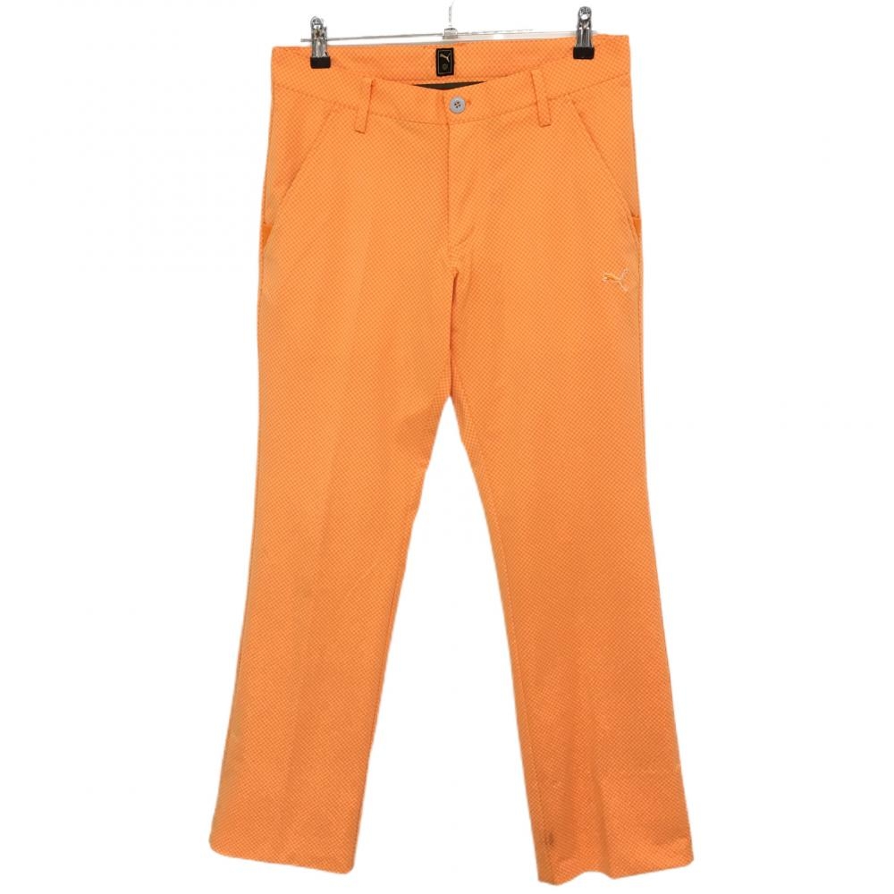 【美品】プーマ パンツ オレンジ ブロック柄 総柄 ストレッチ  メンズ  ゴルフウェア PUMA