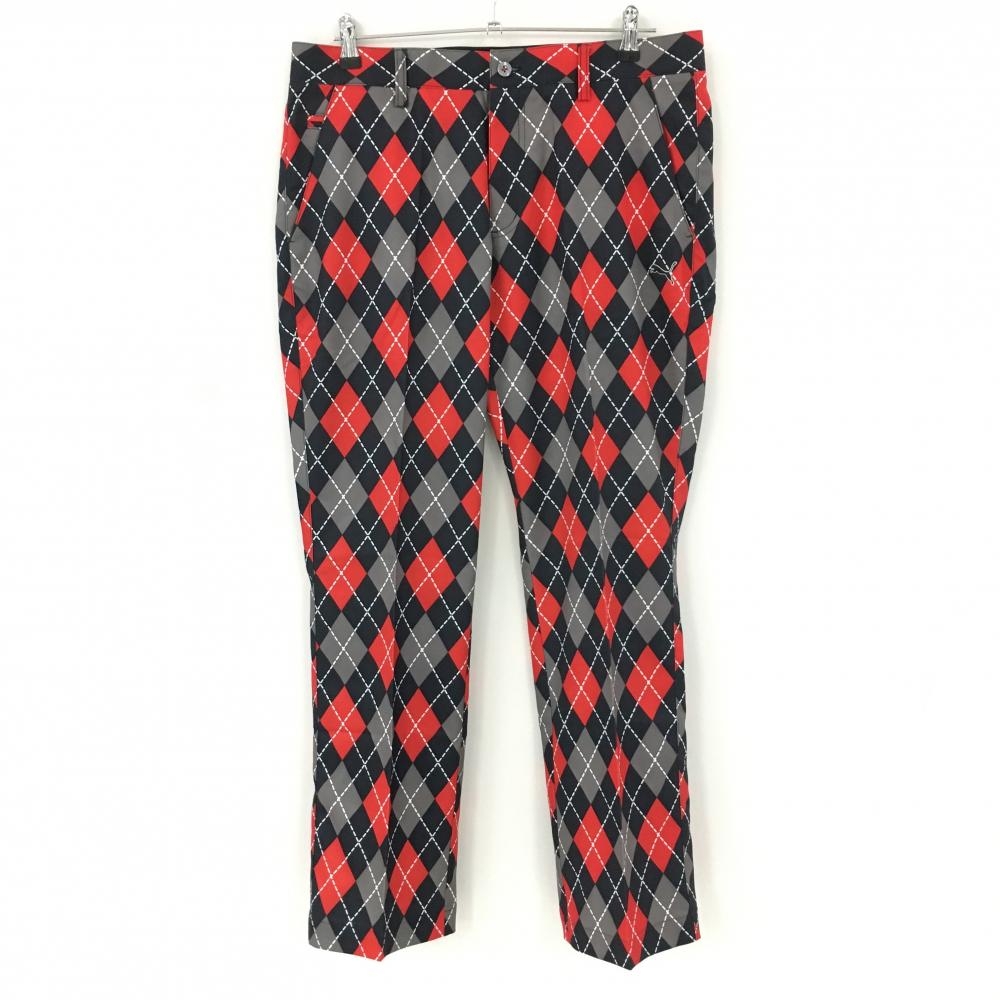 【新品】プーマ パンツ ネイビー×グレー×レッド アーガイル柄 UVケア DRYCELL メンズ 88 ゴルフウェア PUMA