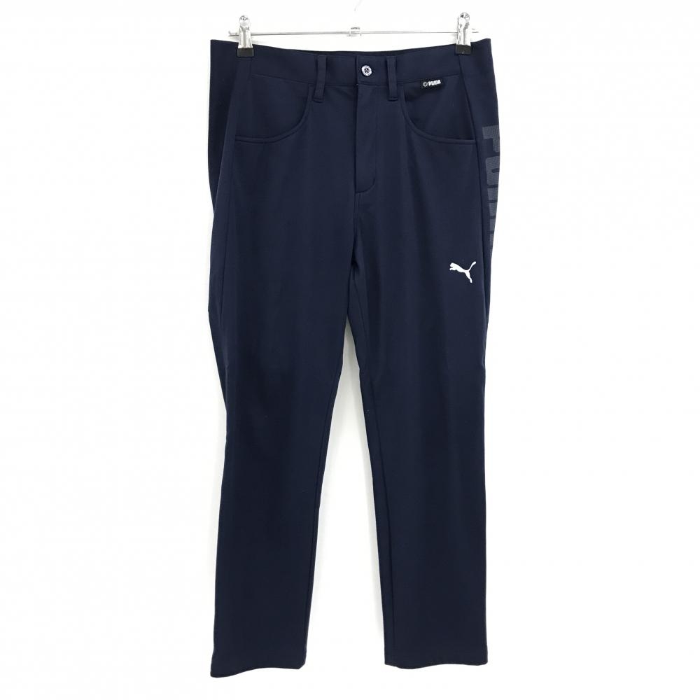 プーマ パンツ ネイビー×ライトグレー サイドロゴ メンズ M ゴルフウェア PUMA