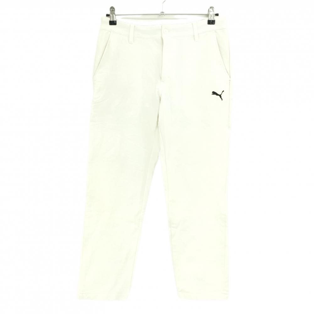 プーマ ストレッチパンツ 白 ロゴ黒 メンズ M ゴルフウェア PUMA