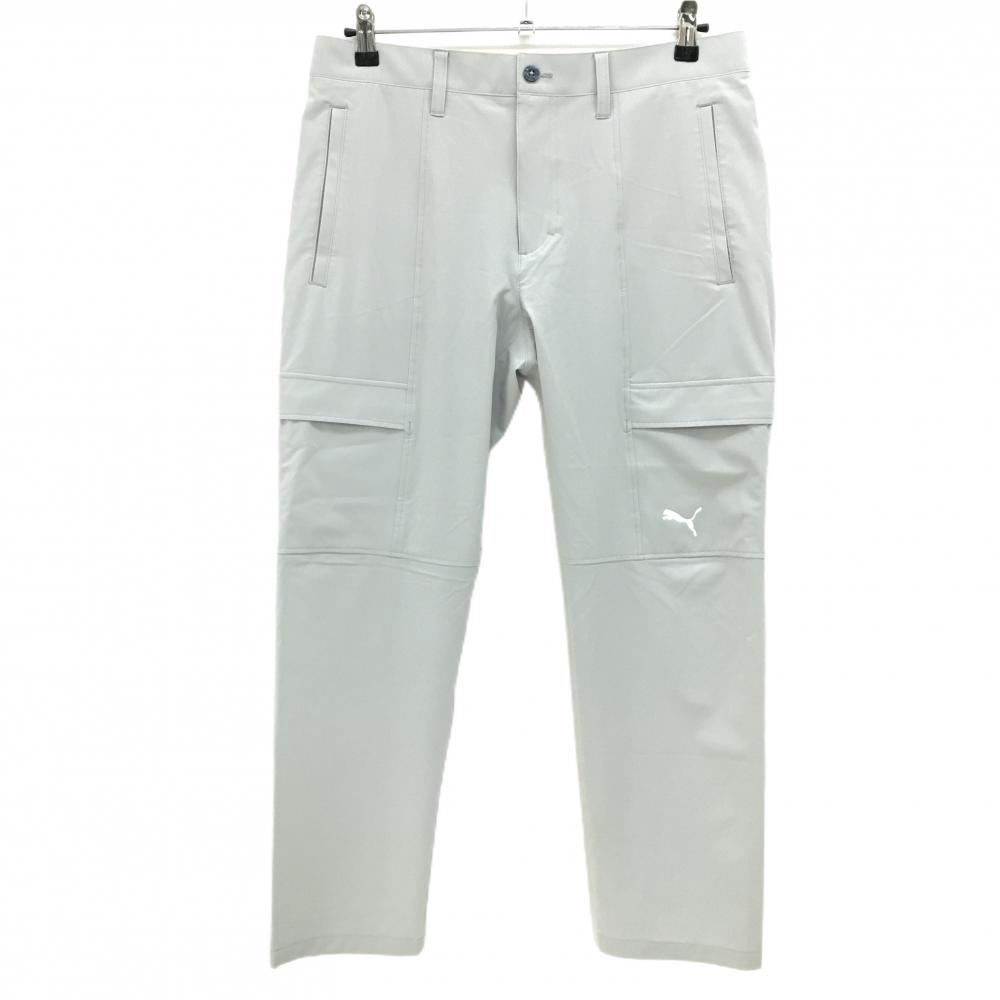 【美品】プーマ パンツ ライトグレー 複数ポケット ロゴ刺しゅう  メンズ L ゴルフウェア PUMA