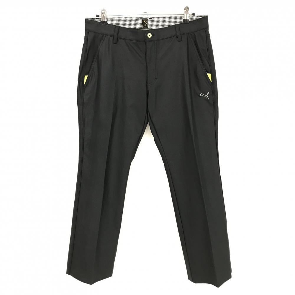 プーマ パンツ 黒 織生地 ベルト内側千鳥格子 メンズ 88 ゴルフウェア PUMA