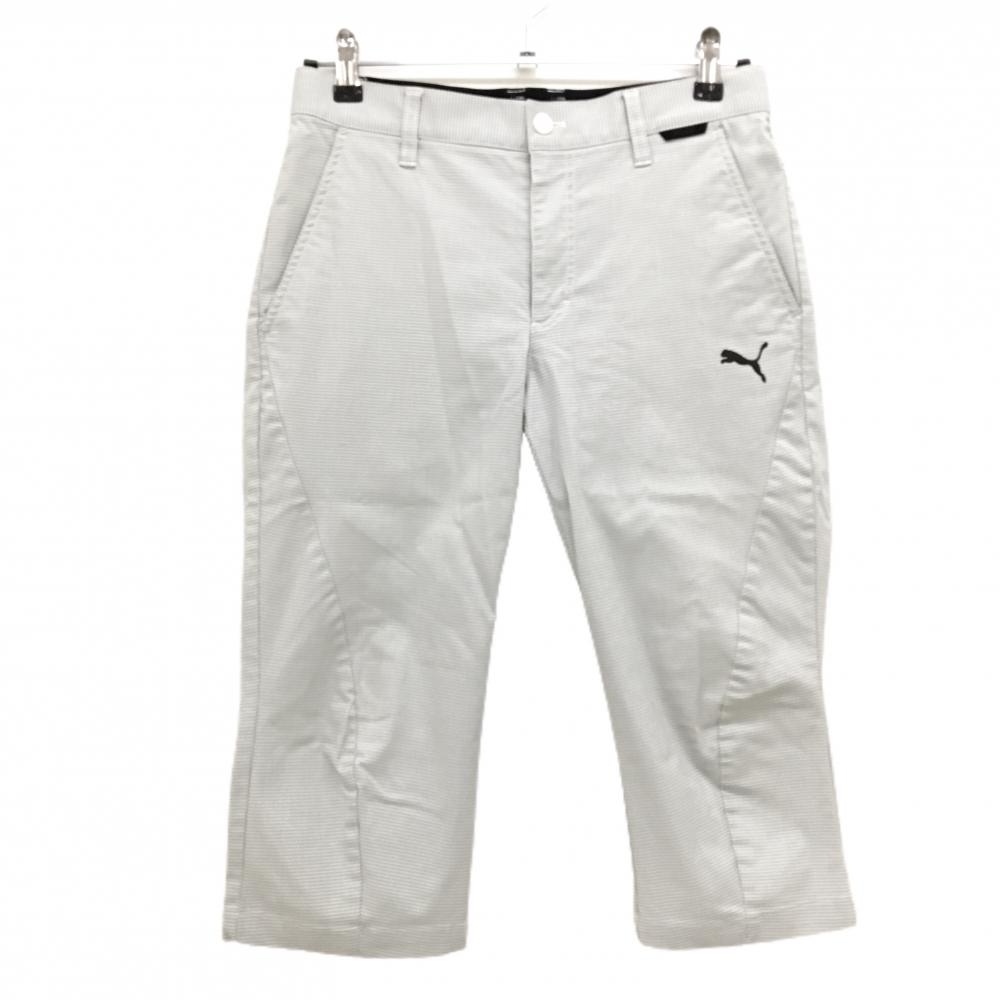 【美品】プーマ 半端丈パンツ 白×グレー 千鳥格子 ストレッチ  メンズ S ゴルフウェア PUMA