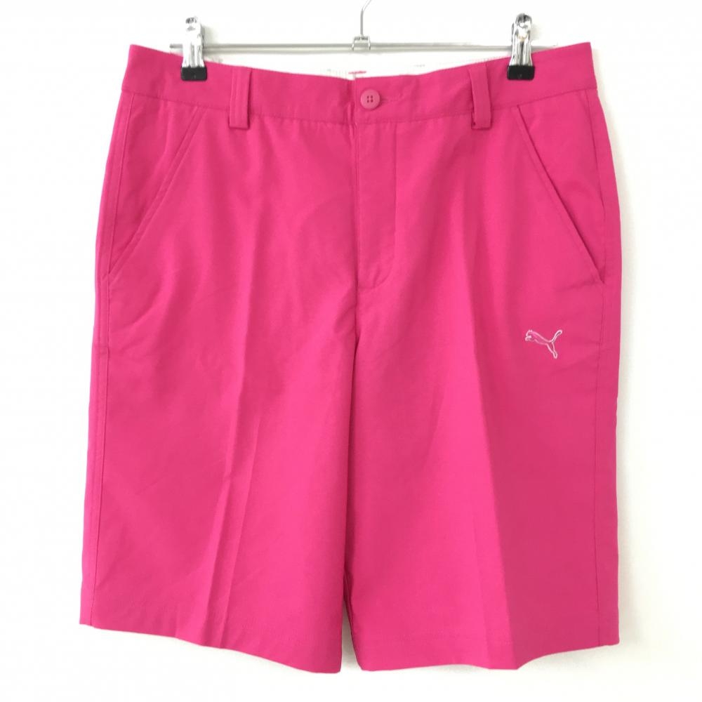 【超美品】PUMA プーマ ハーフパンツ ピンク シンプル ストレッチ サンプル品 メンズ W32 ゴルフウェア