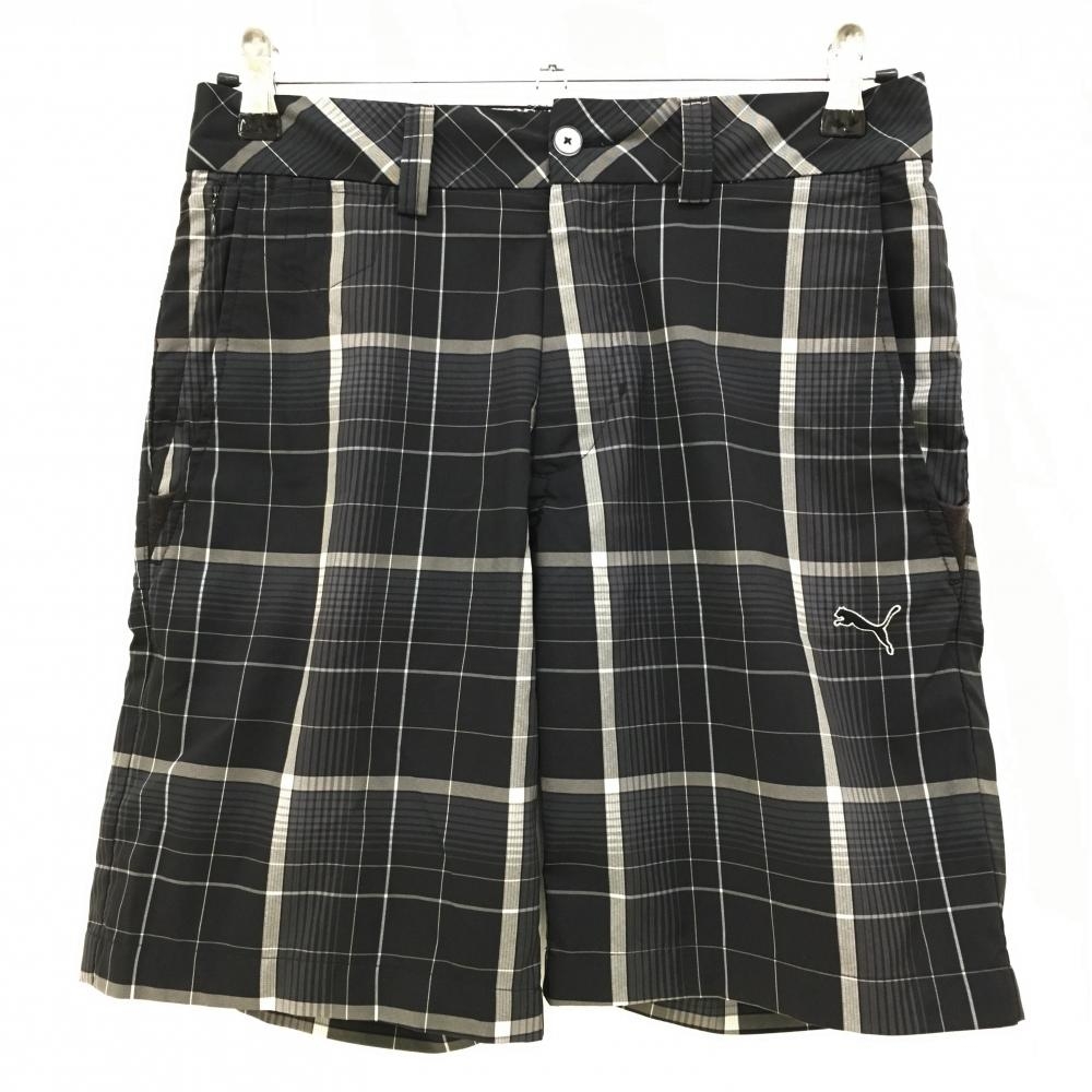 プーマ ハーフパンツ 黒×グレー チェック メンズ  ゴルフウェア PUMA