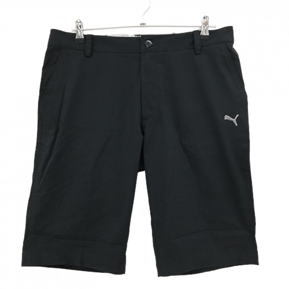 【美品】プーマ ハーフパンツ 黒 ロゴ刺しゅう 無地 メンズ XL ゴルフウェア PUMA