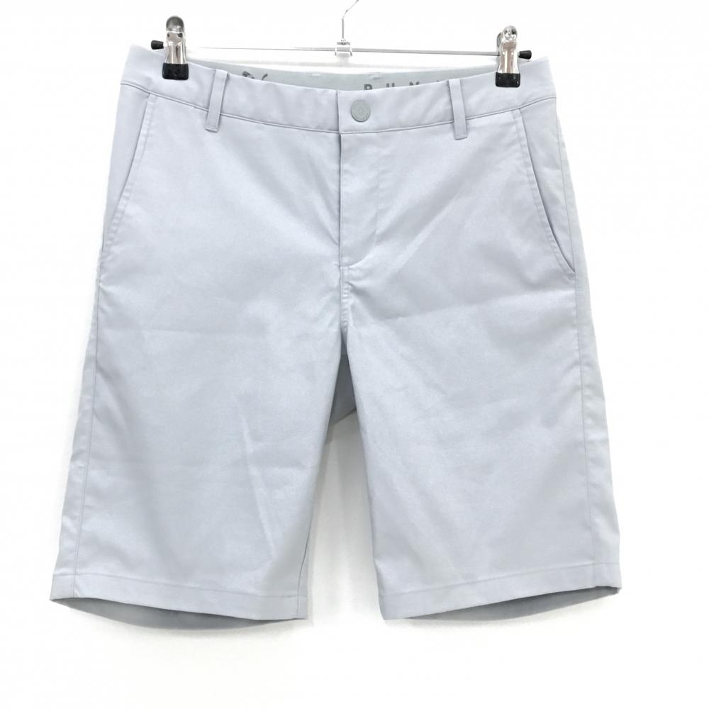 【超美品】プーマ ハーフパンツ ライトグレー シンプル シリコンロゴ メンズ S ゴルフウェア PUMA
