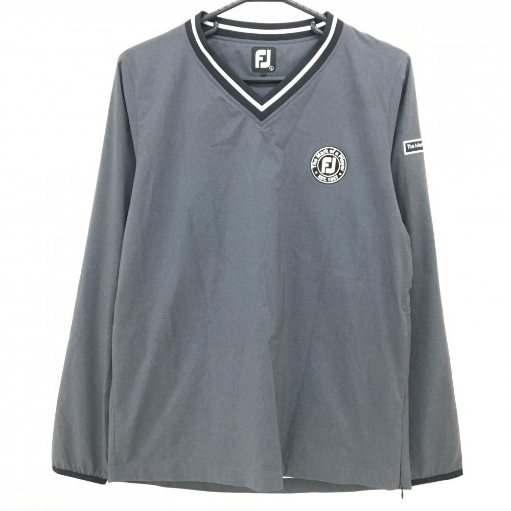 【超美品】フットジョイ スニード ダークグレー×白 裏地メッシュ ブルゾン Vネック メンズ L ゴルフウェア FootJoy