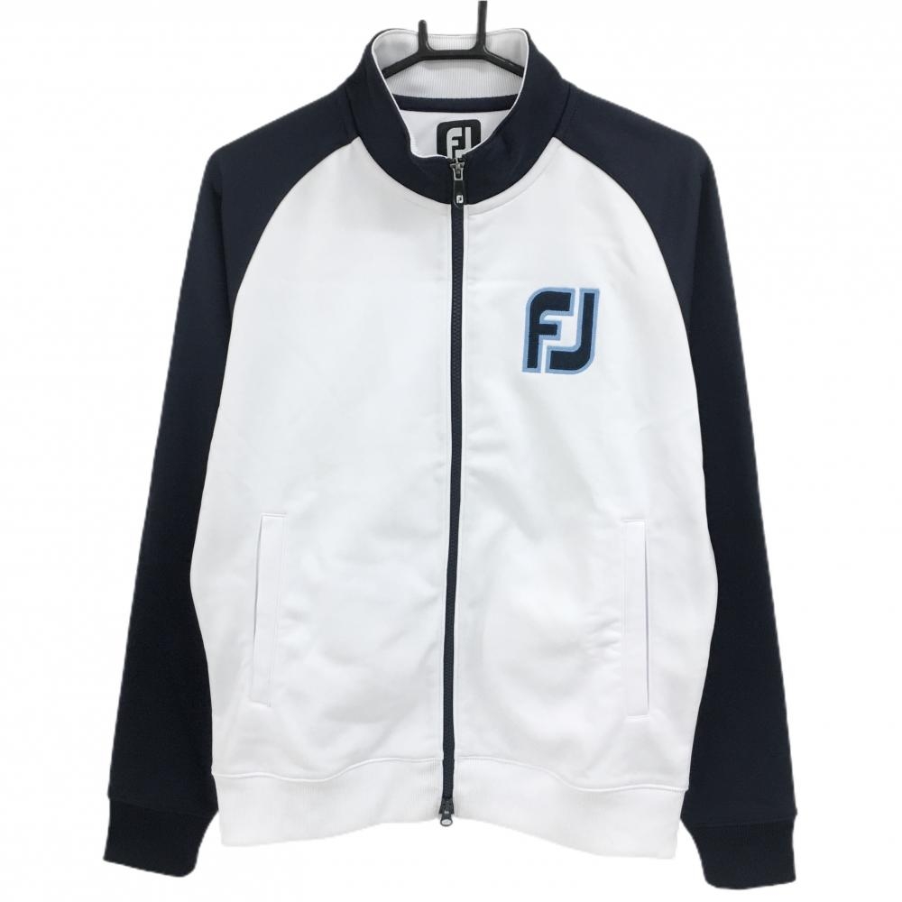 フットジョイ ジャケット 白×ネイビー 裏起毛  メンズ L ゴルフウェア FootJoy