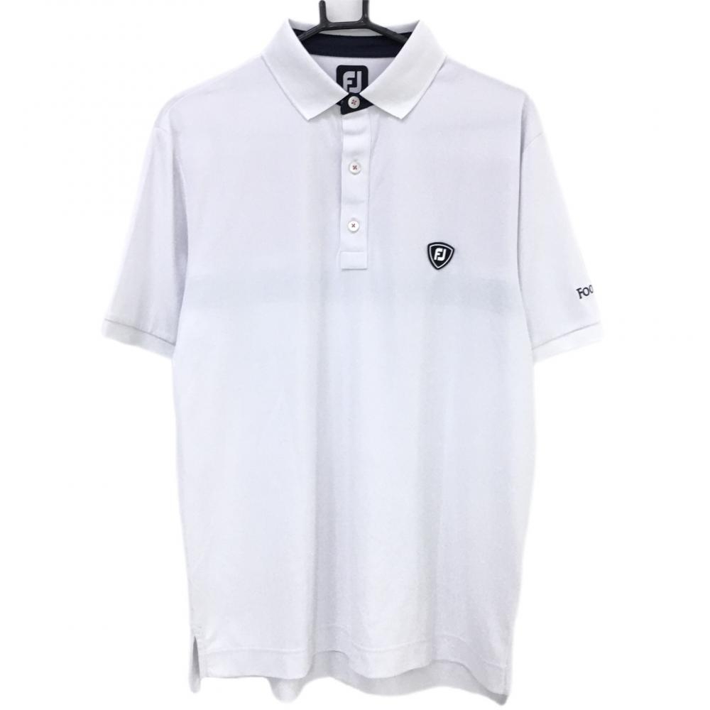 フットジョイ 半袖ポロシャツ 白×ピンク 背中切替 メンズ XL ゴルフウェア FootJoy