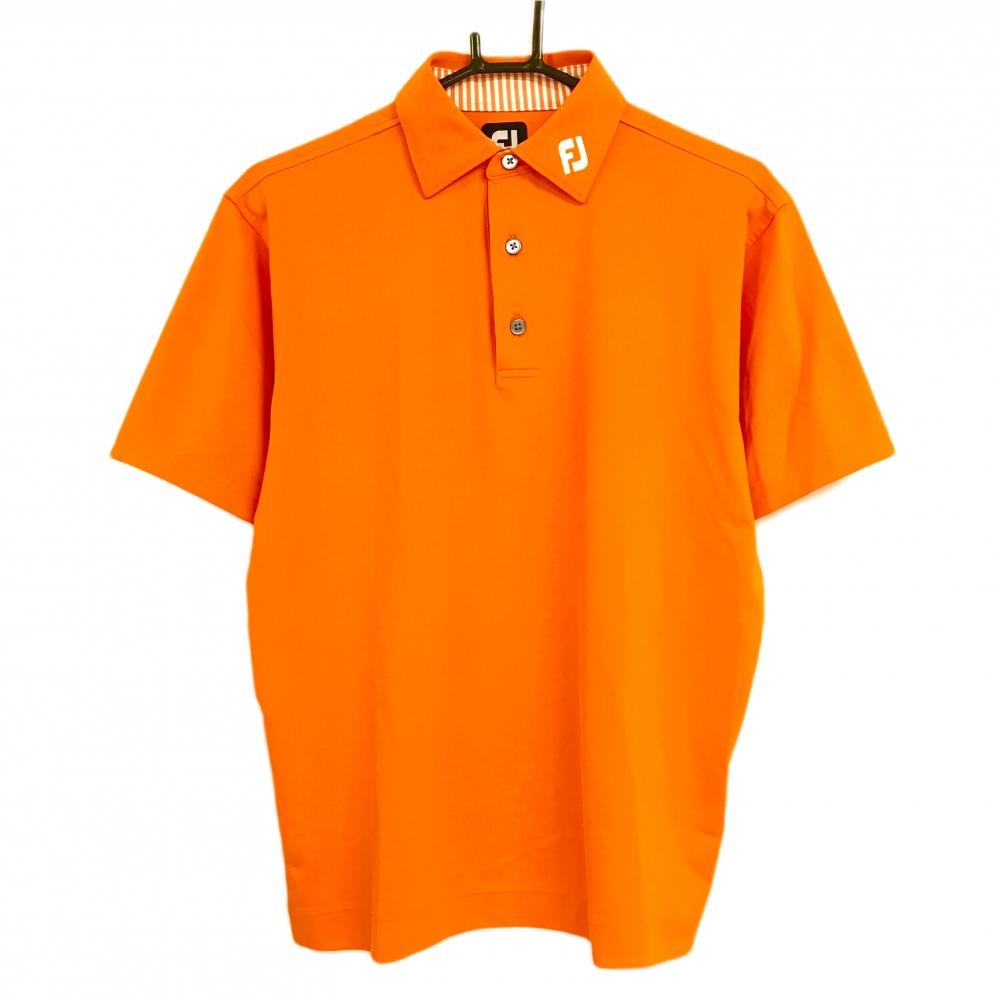 【超美品】フットジョイ 半袖ポロシャツ オレンジ 襟ロゴ白  メンズ M ゴルフウェア FootJoy