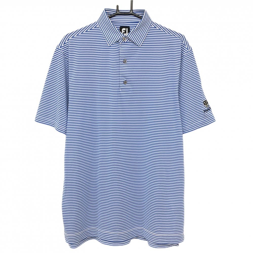 フットジョイ 半袖ポロシャツ ブルー×白 ボーダー ブライアントパーク  メンズ M ゴルフウェア FootJoy