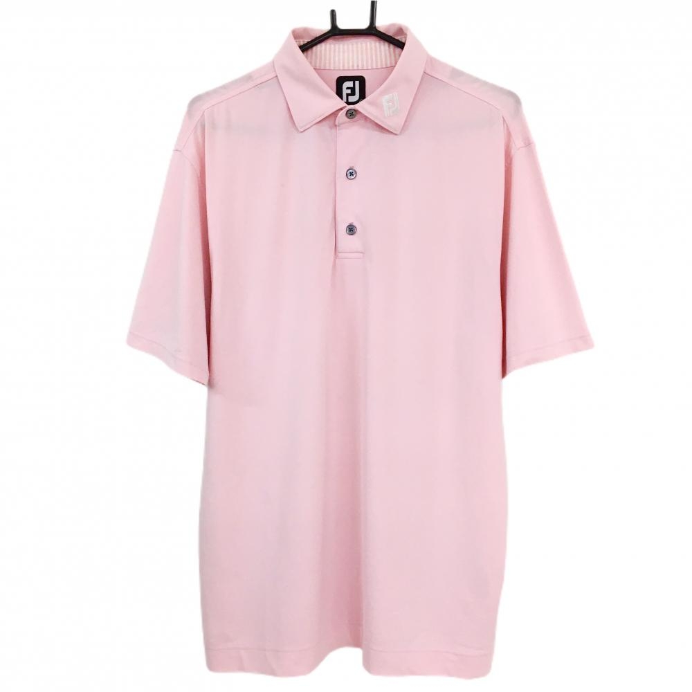 フットジョイ 半袖ポロシャツ ピンク 襟ロゴ メンズ XL ゴルフウェア FootJoy