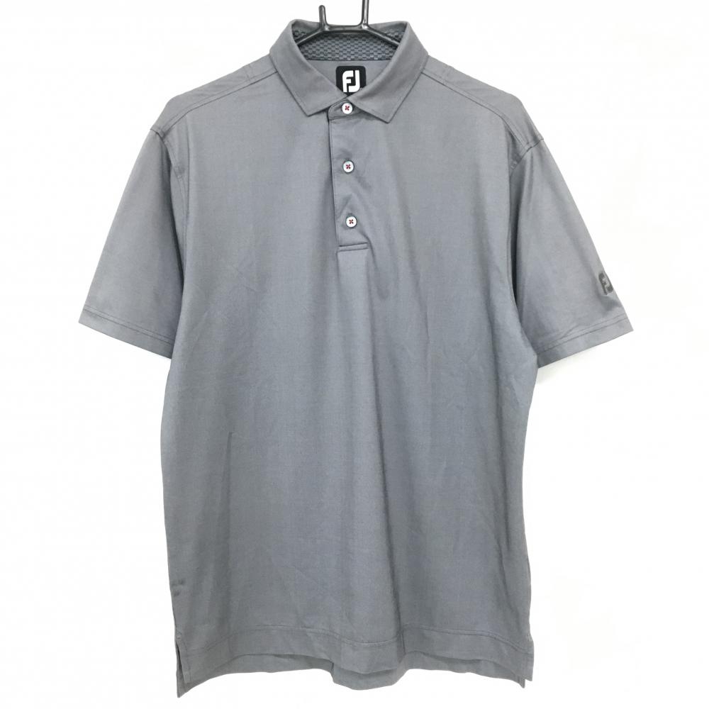 【美品】フットジョイ 半袖ポロシャツ グレー 袖ロゴ メンズ XL ゴルフウェア FootJoy