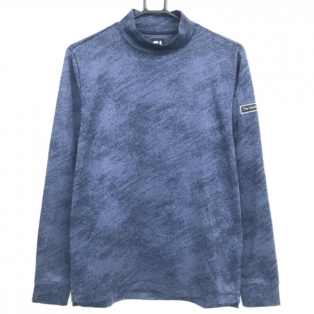 【超美品】フットジョイ 長袖ハイネックシャツ ネイビー 総柄 裏微起毛 メンズ M ゴルフウェア FootJoy