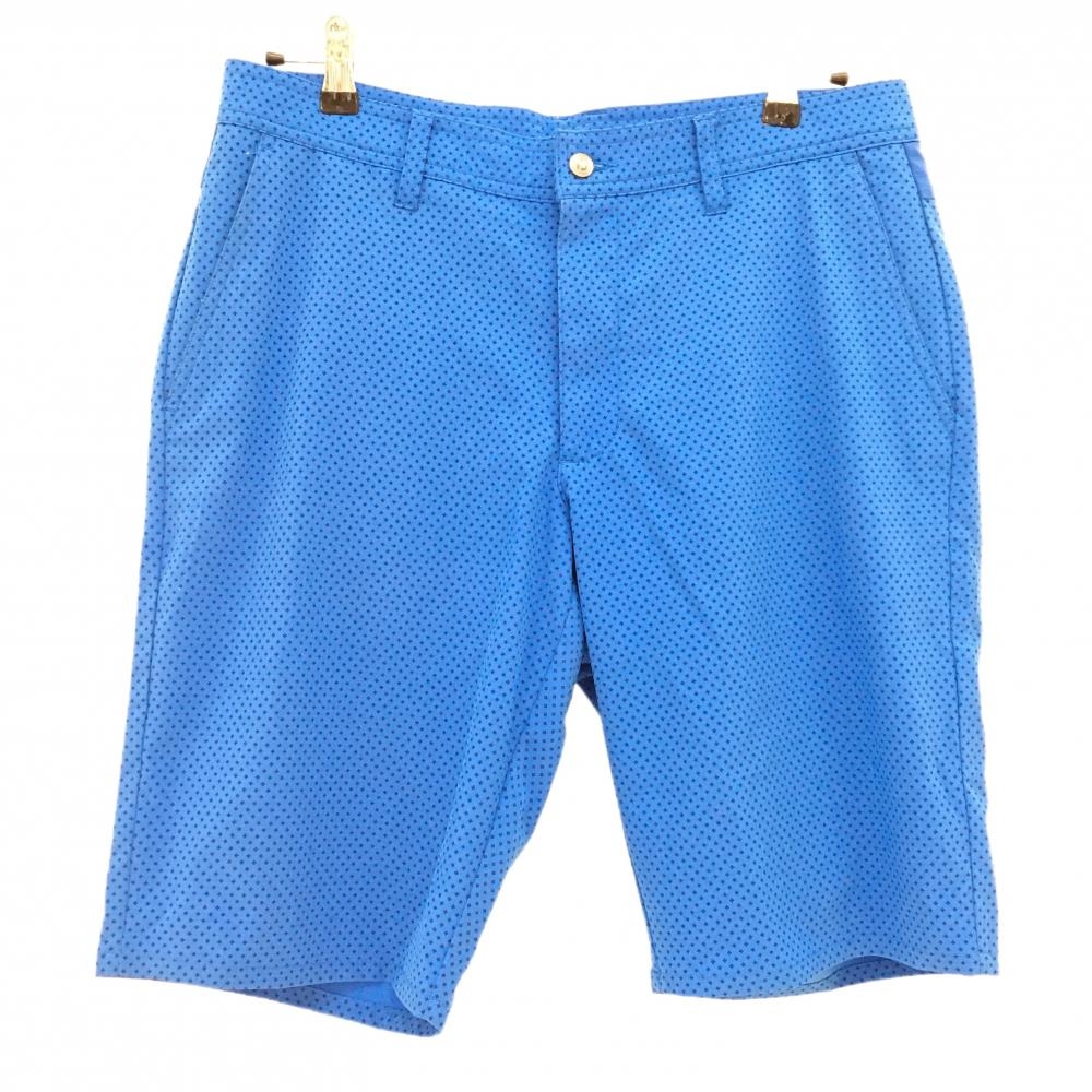 【超美品】フットジョイ ハーフパンツ ブルー×ネイビー 総柄 ストレッチ 薄手 メンズ L ゴルフウェア FootJoy