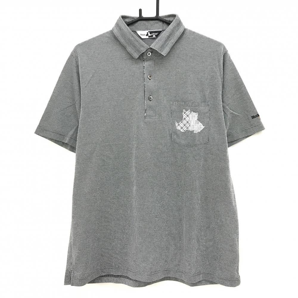 ブラックアンドホワイト 半袖ポロシャツ ダークグレー 織生地 胸ポケット刺しゅう メンズ LL ゴルフウェア Black＆White
