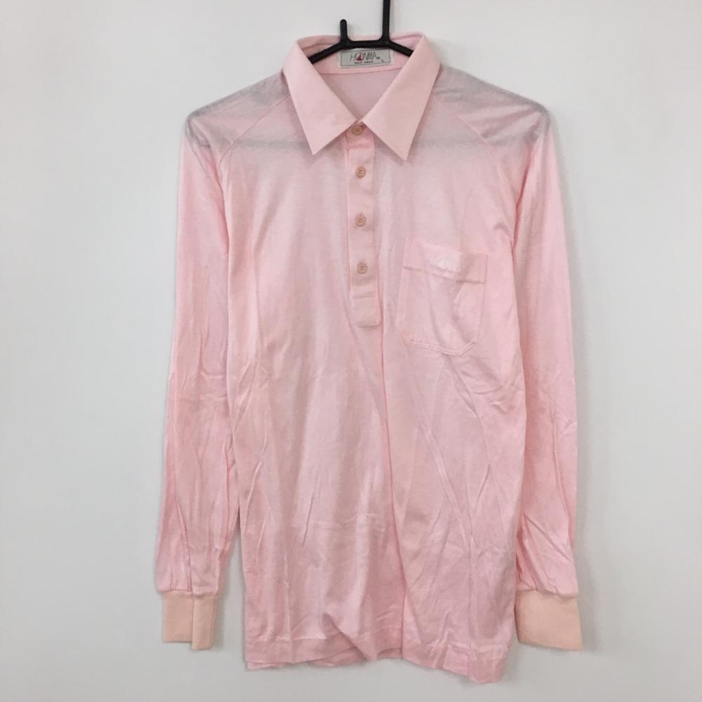 【美品】HONMA ホンマ 長袖ポロシャツ ピンク 薄手 メンズ L ゴルフウェア