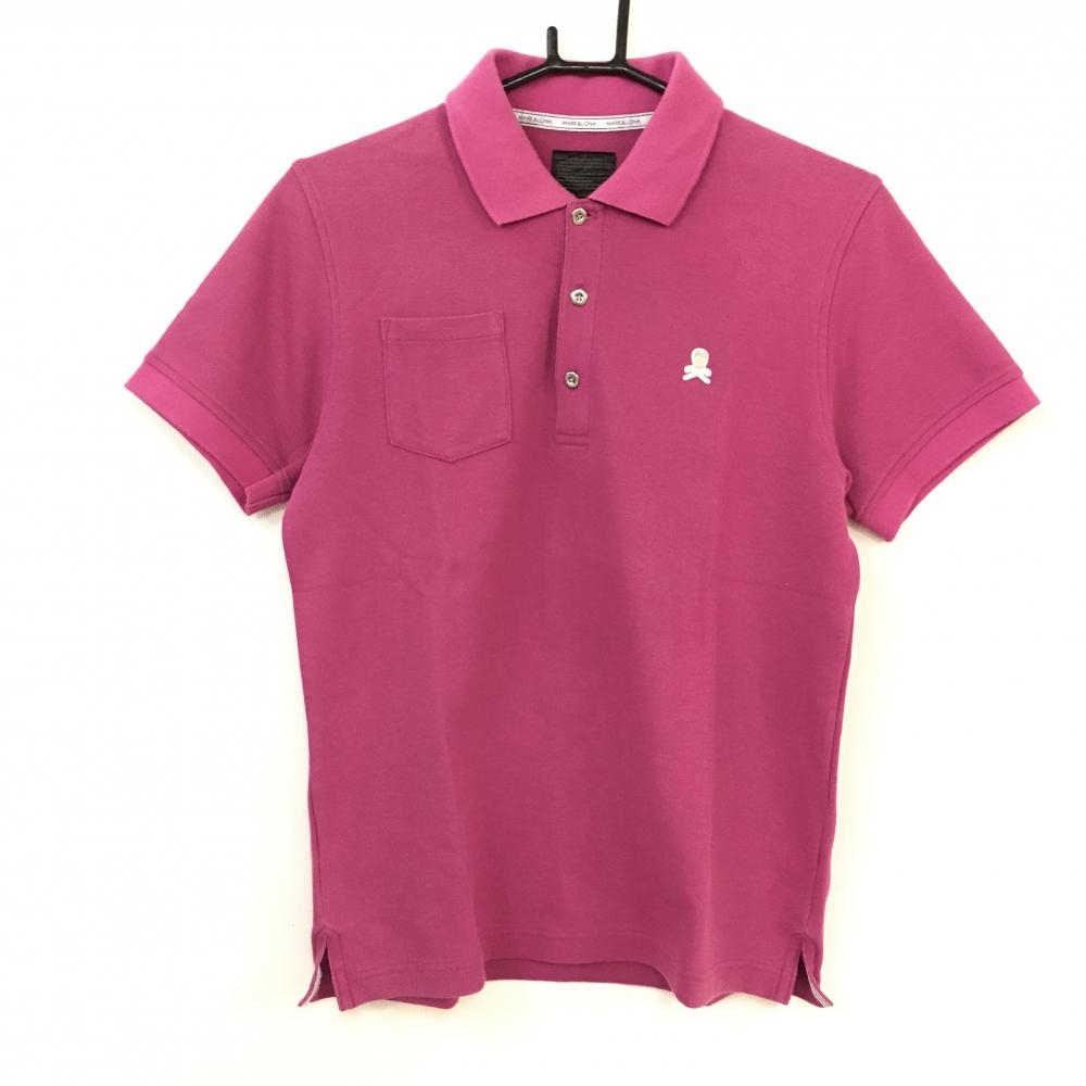 MARK＆LONA マークアンドロナ 半袖ポロシャツ ピンク シンプル スカル メンズ M ゴルフウェア