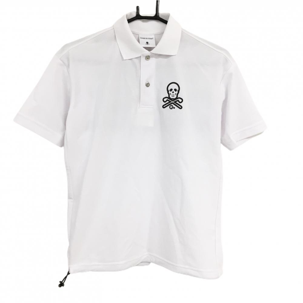 【新品】マークアンドロナ 半袖ポロシャツ 白×黒 バックロゴ スカル   メンズ 42(XL) ゴルフウェア MARK＆LONA